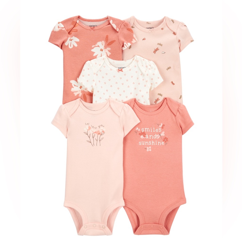 Carters babygirl 5-pack short sleeve original bodysuits